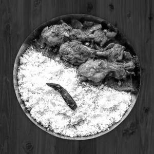 White rice with chicken curry