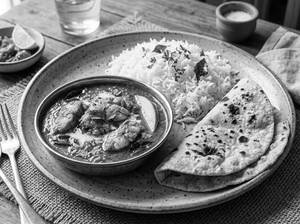 Fish Curry With rice and 2 rotii
