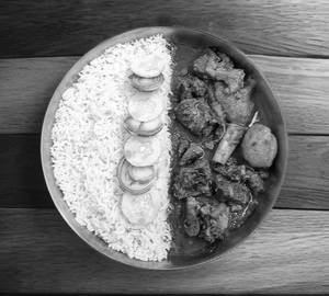 White rice with mutton curry