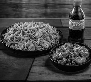 Chicken Schezwan Noodles+Chicken Hot Garlic Sauce+Coke(250Ml)
