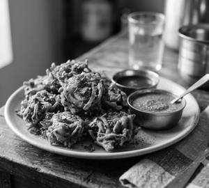 Pyaz pakoda with chutney