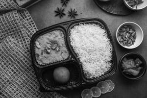 Yellow Dal + Steamed Rice + Gulab Jamun (2 Pcs)