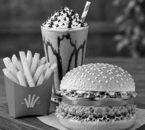 French Fries - 1 (Fried) Chocolate Milk Shake Veg Burger