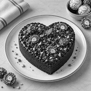 Dark Chocolate Ferrero Rocher Brownie Heart Cake [300 Gms]