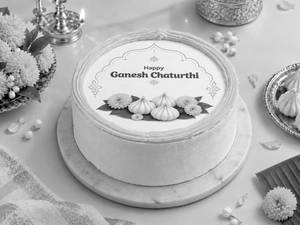 Modak Special Celebration Pineapple Photo Cake - 500Gm