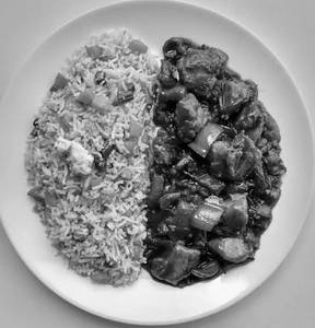 Egg Schezwan Fried Rice [Half] With Chicken Chilli [Half]