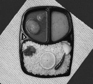 Steam Rice+ Egg Curry (1Pcs)+Dal/Sabji+ Pickles/Chutney+Lemon+ Onion