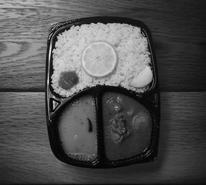 Steam Rice + Chicken Curry(2 Pcs) + Dal + Pickles+ Lemon + Onion