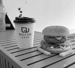 Basic cold coffee + aloo tikki burger