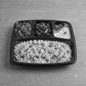 Ghee Rice+ Chilli Chicken(2pcs)+ Beef Roast(lite)+ Raitha+ Pickle Meal