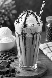 Cold coffee with vanilla chocolate ice cream