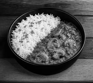Plain Rice With Mushroom Curry