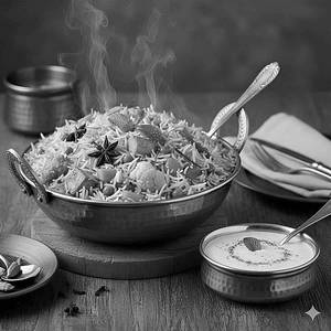 Veg Dum Biryani With Plain Raita