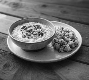 Moong dal khichdi with chokha