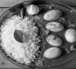 Egg curry with rice