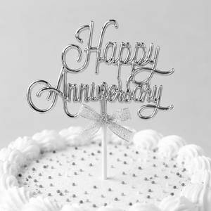 Happy Anniversary Cake Topper Gold