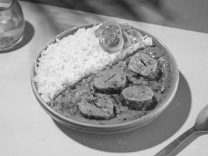 Lasooni Methi Soya Chaap with Steam Rice