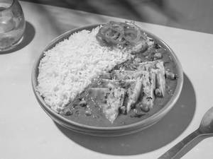 Steam Rice with Matar Paneer