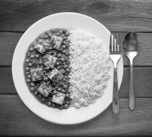 Mattar Paneer Masala With Rice