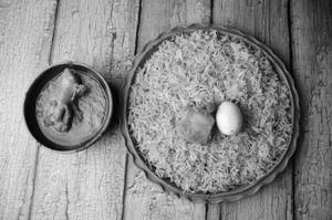 Egg Biryani With Chicken Chaap