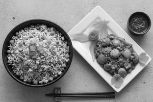 Veg Fried Rice with Mushroom Do Pyaza