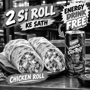 2 Chicken Seekh Roll + energy drink free
