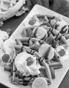 Waffle Banana Strawberry Chocolate