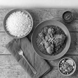 Stem rice + chicken curry+Salad