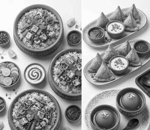3x Veg Biryani with Raita & Salad Combo + 2x Samosa [4 Pieces]  + 1x Refined Gulab Jamun [2 Pieces]