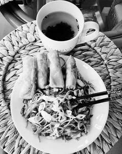Veg chowmein with spring roll