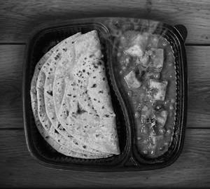 Matar Paneer Masala With 4 Tawa Roti in tray