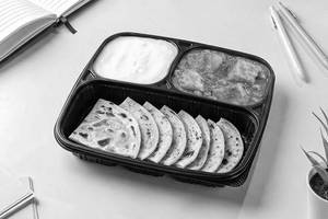 Matar Paneer with Lachha Paratha & Curd Lunchbox