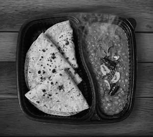 Masoor Dal Fry With 4 Tawa Roti in tray 