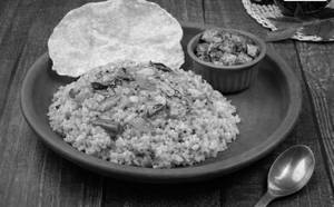 Ghee Sambar Rice Bowl + Vepudu + Papad