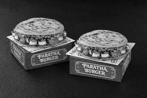 Teriyaki Paneer Dynamite Paratha Burger Duo
