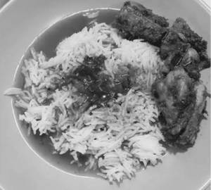 White Rice Rasam Chicken Thokku