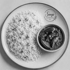 Ghee Rice With Brinjal Curry