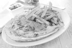 Bread omelette with frence fries