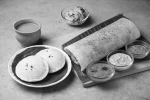 Masala Dosa 1plate + Idly 2pcs + Elaichi Chai  1cup