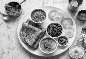 Daily Gujarati Thepla Thali - (  Curry + Thepla + Rice)