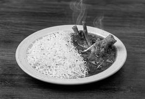 Bbq Special Mutton Curry With Steamed Rice
