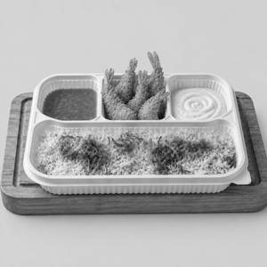 Golden fry prawns meal tray