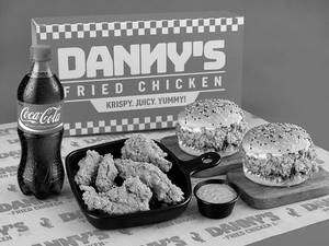 2 Signature Burgers, 6 Pc Chicken Wings, 1 Dip & 750 Ml Coke