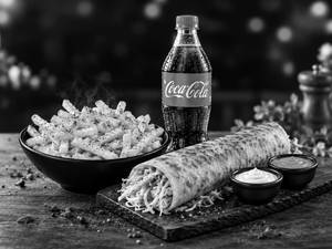 Paneer Delight Frankie + Cheese Peri Peri Fries + Coca-cola