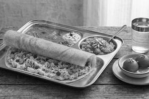 Masala Dosa (1pc) + Gulabjamun (2pcs) + Moong Dal Halwa (100gm)