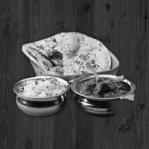 Mutton curry with steamed rice with raita with roti [2 pieces]