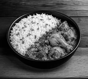 Plain Rice With Chicken Curry