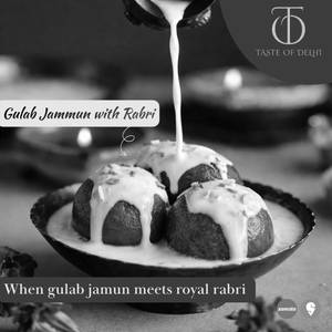 Hot Gulab Jamun with Rabdi