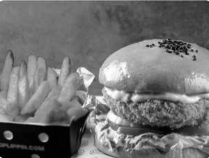 Laziz Cheese Bomb Burger With French Fries Plain