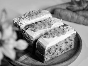 Carrot And Walnut Cake With Cheese Frosting Slice